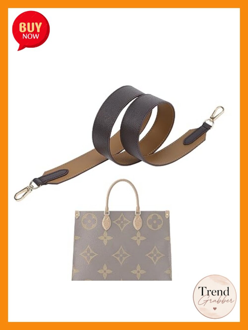 Vachetta Leather Shoulder Strap for LV ONTHEGO Double Sided Color-Blocking